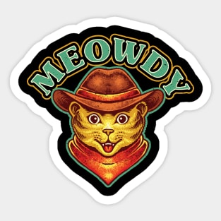 Meowdy Meow Howdy Funny Cat Meme Texas Cowboy Sticker